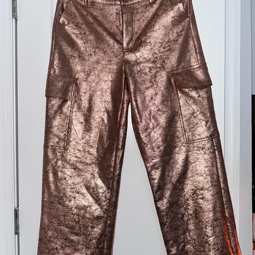 Metallic Copper Cargo Pants L